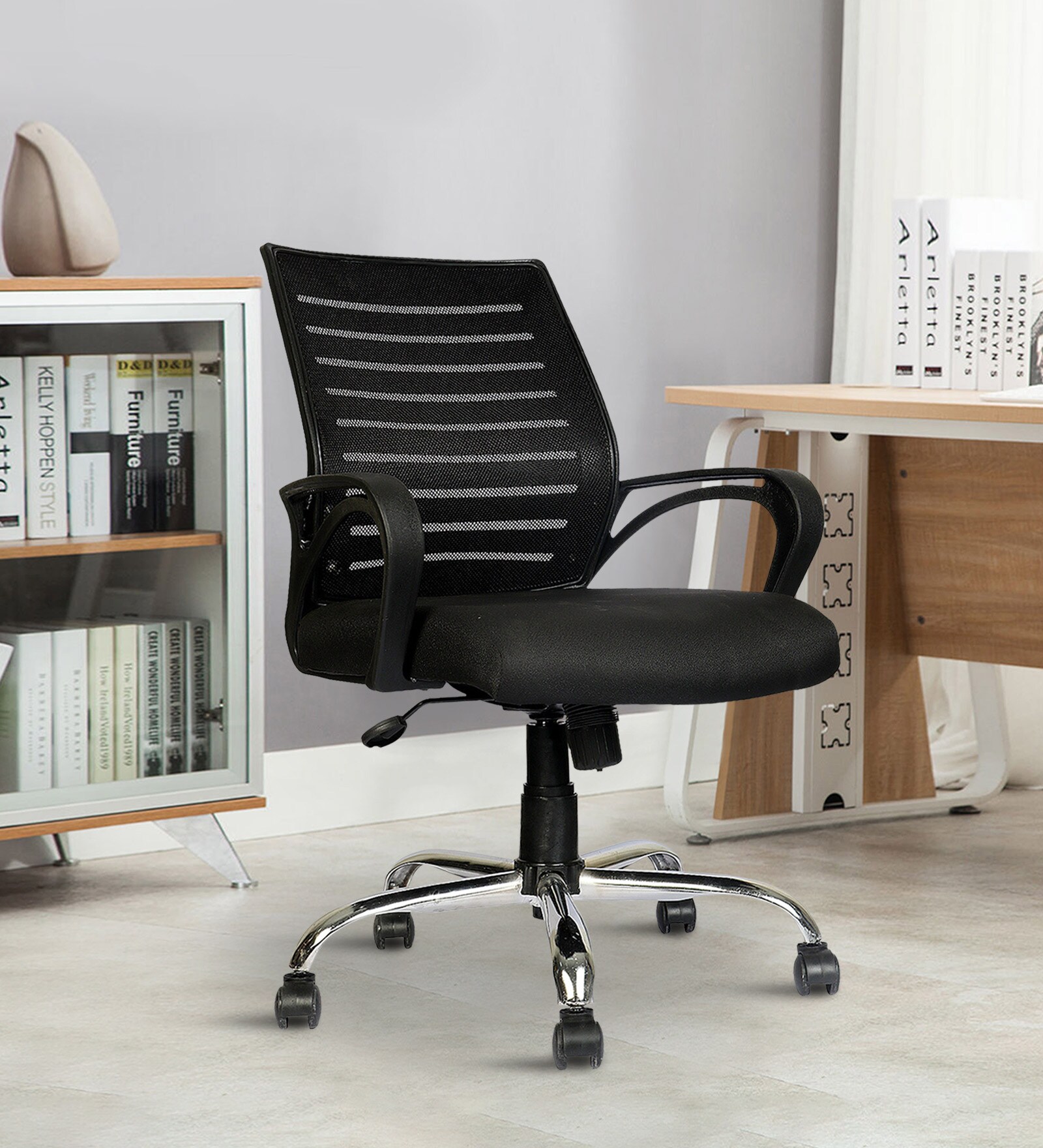 Boom Breathable Mesh Ergonomic Chair In Black Colour
