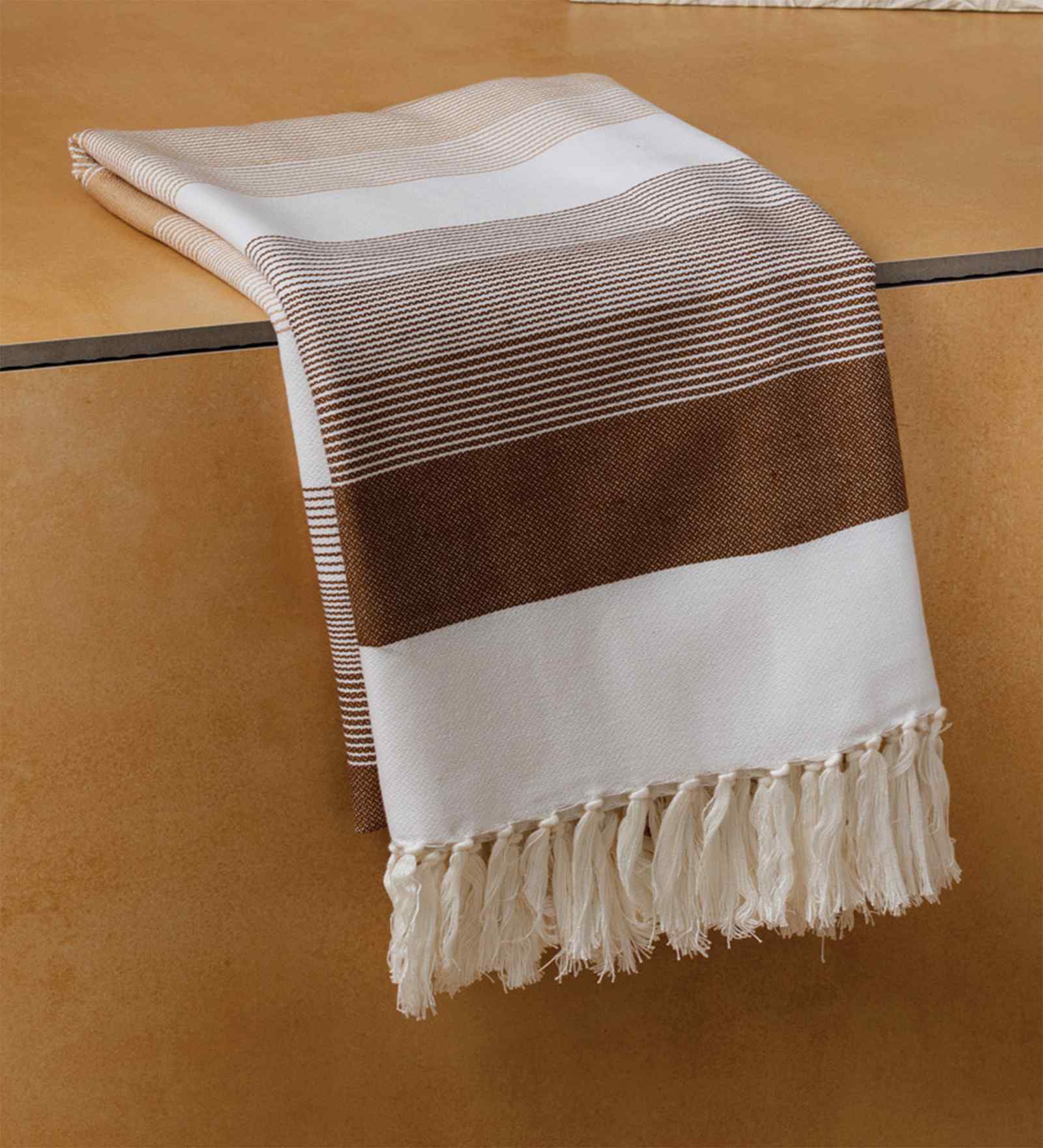 Brown Borana Striped Bath Towel 75 Cm