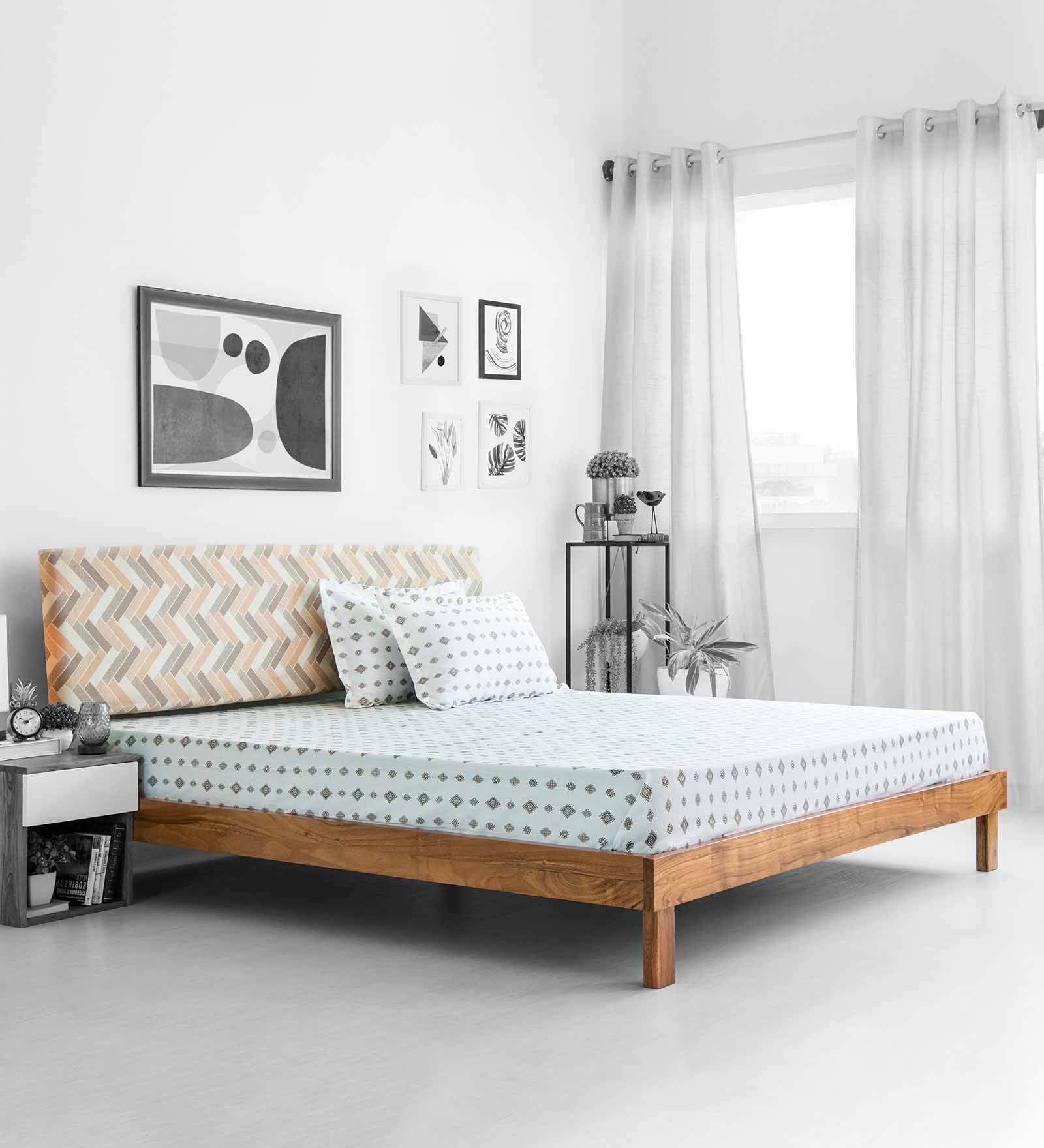 Buy Bordo King Size Bed in Natural Teak Finish By Furlenco Online Contemporary King Size Beds