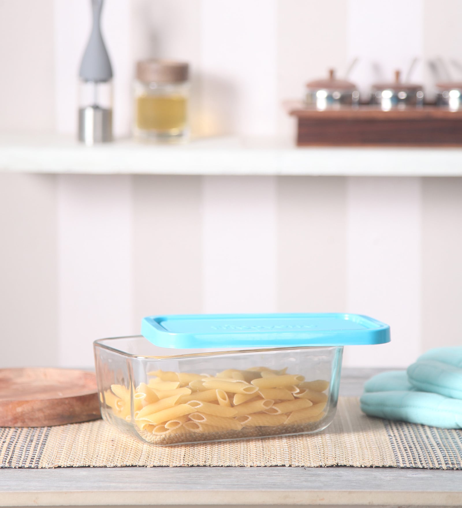 Transparent Glass Square Container 1.1 L