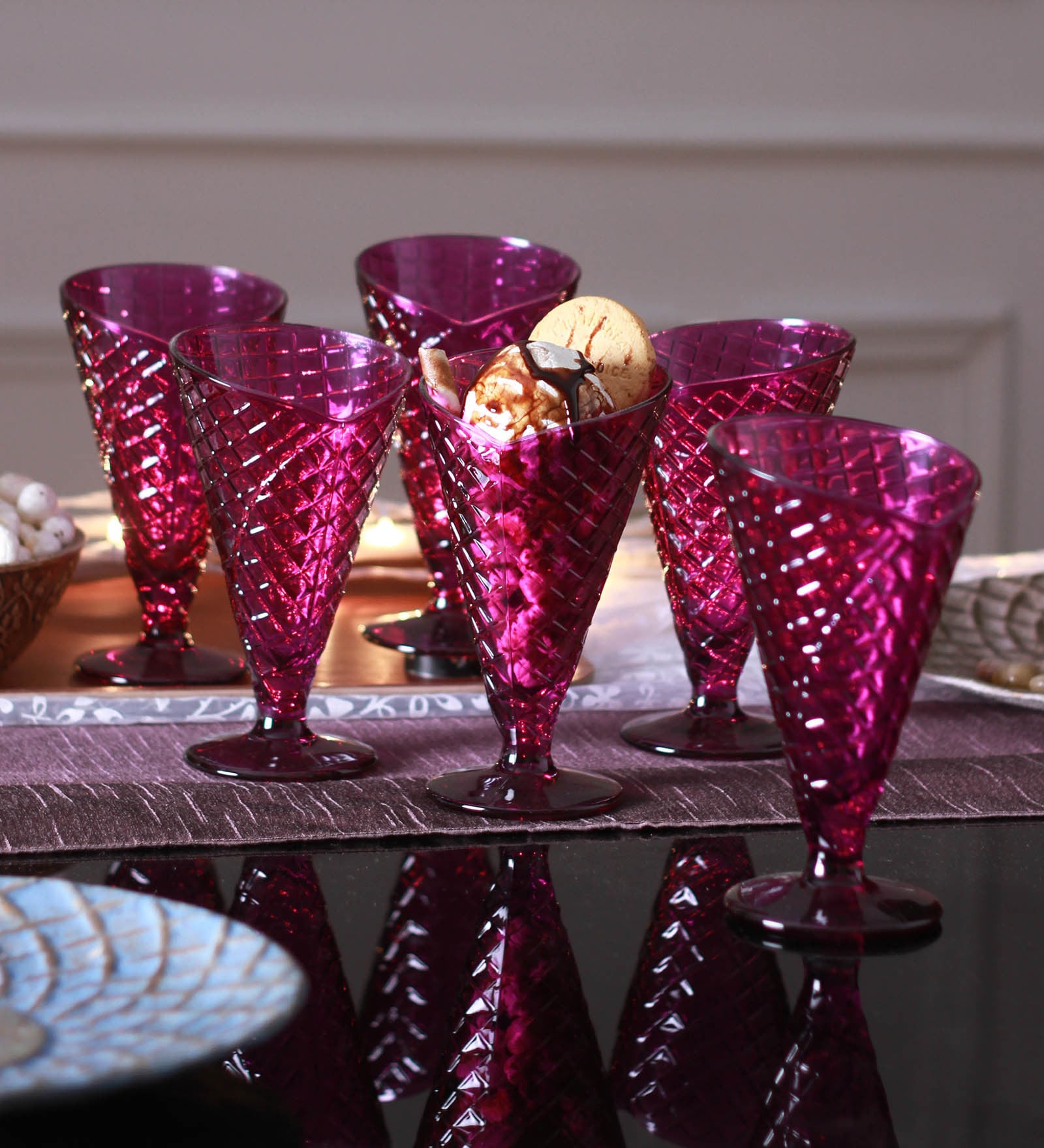 Glass 280 ML Purple Dessert Bowl