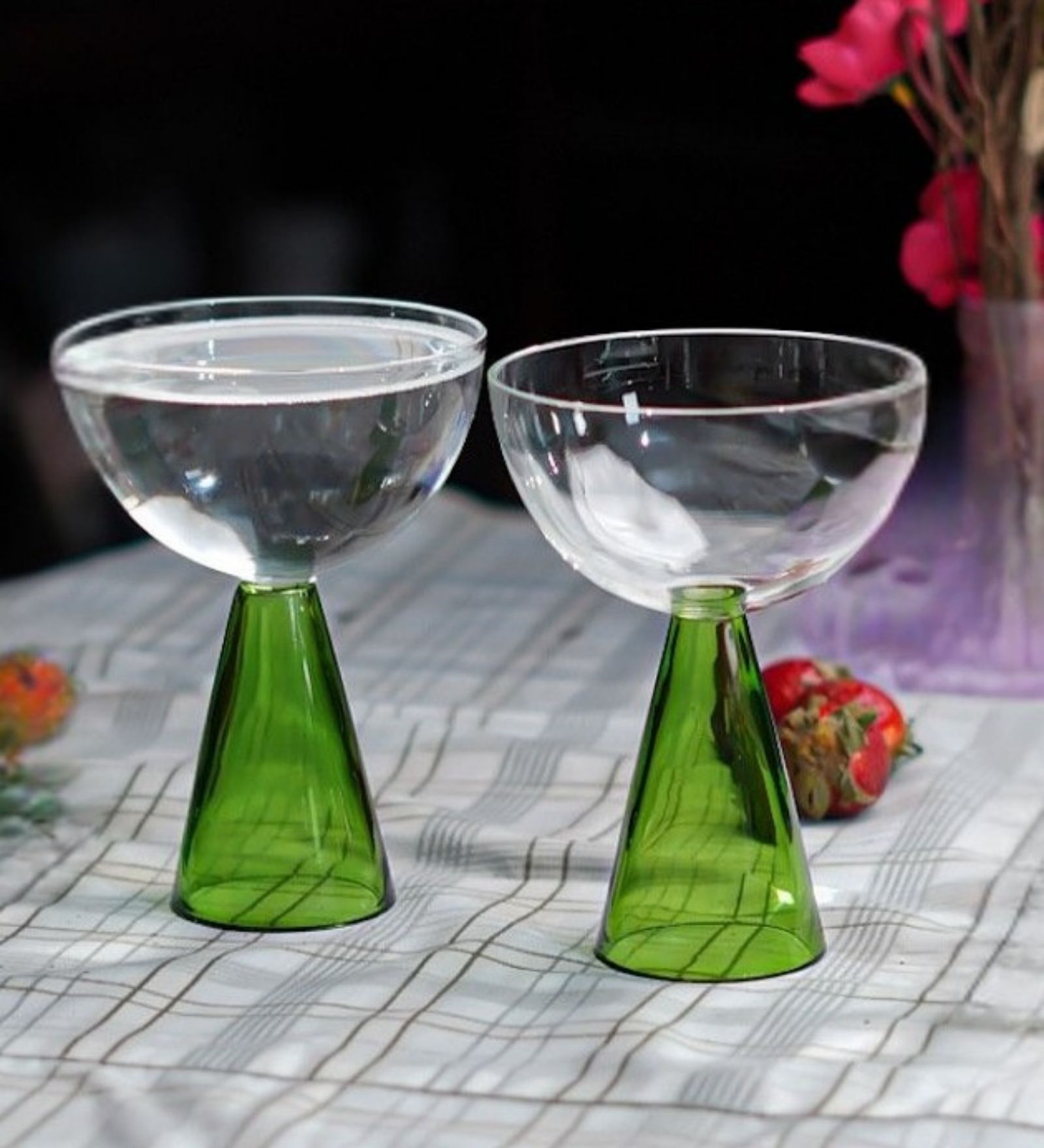 Borosilicate Pyramid Stem Cocktail Glasses Set of 2