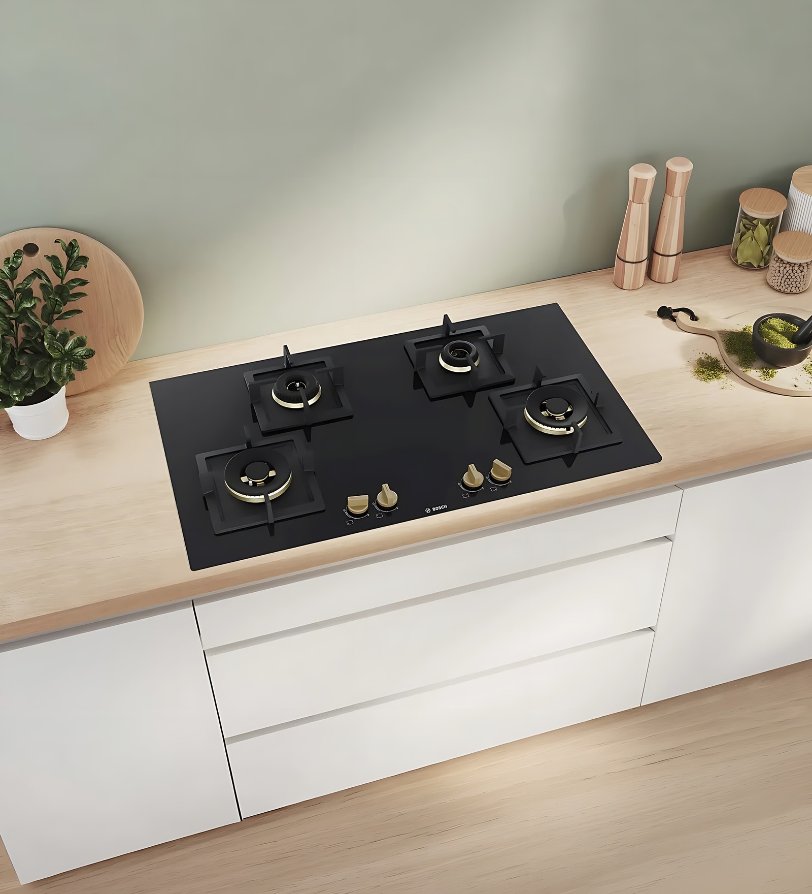BOSCH Series 4 Gas Hob 90 CM Tempered Glass Black PNF9B6F20I