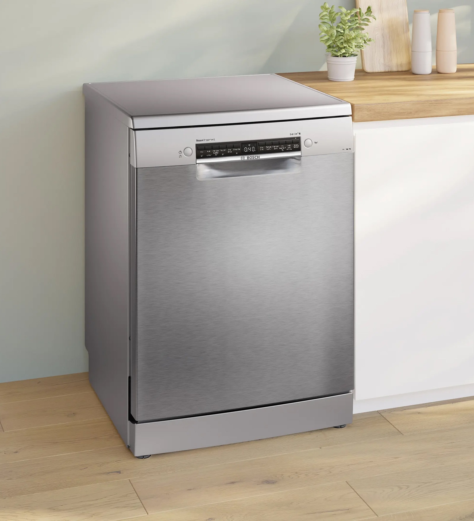 BOSCH Series 6 Free-Standing Dishwasher 60 CM Brushed Steel SMS6HMI00I