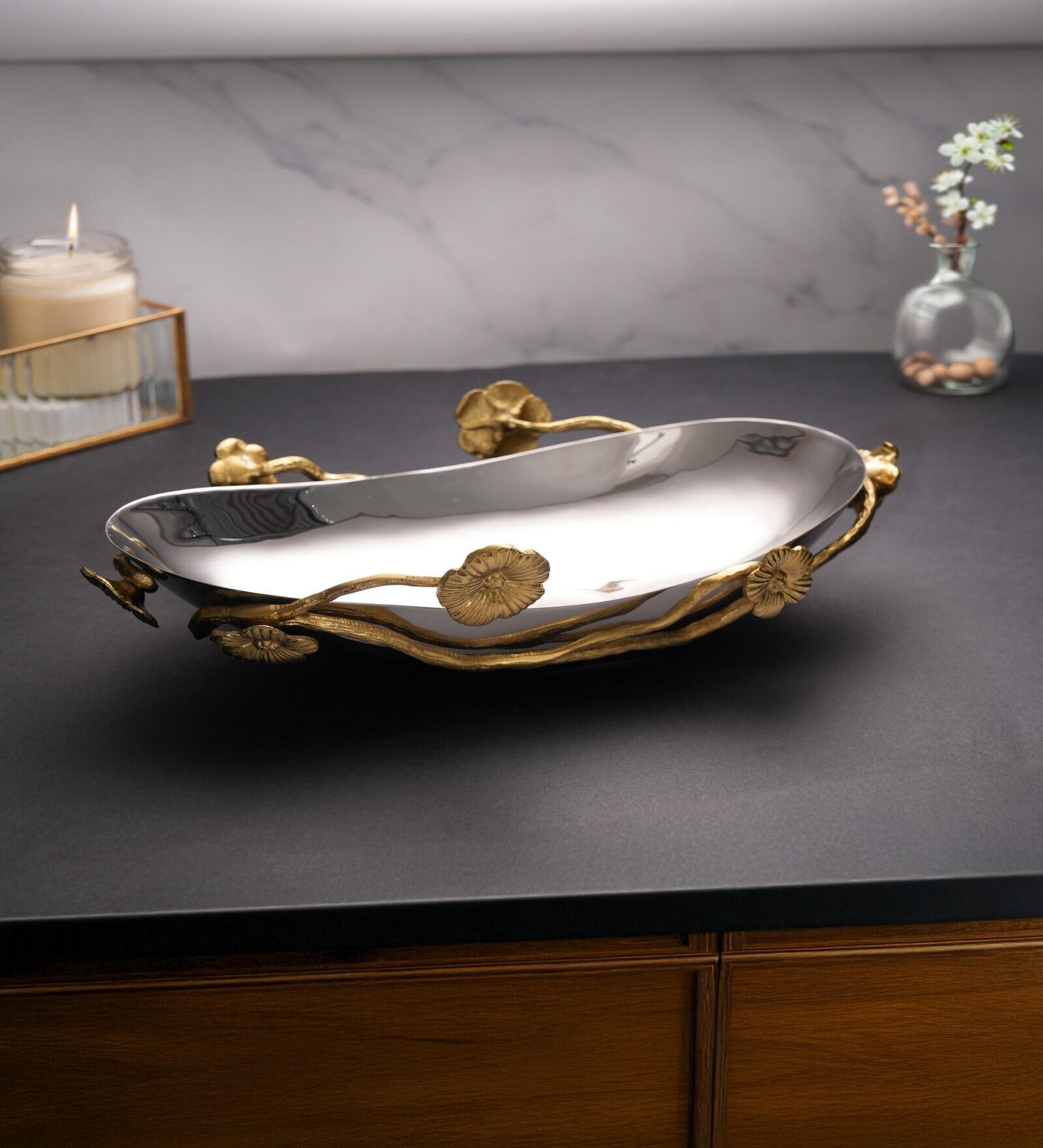 Botanical Curve Bowl-Gold