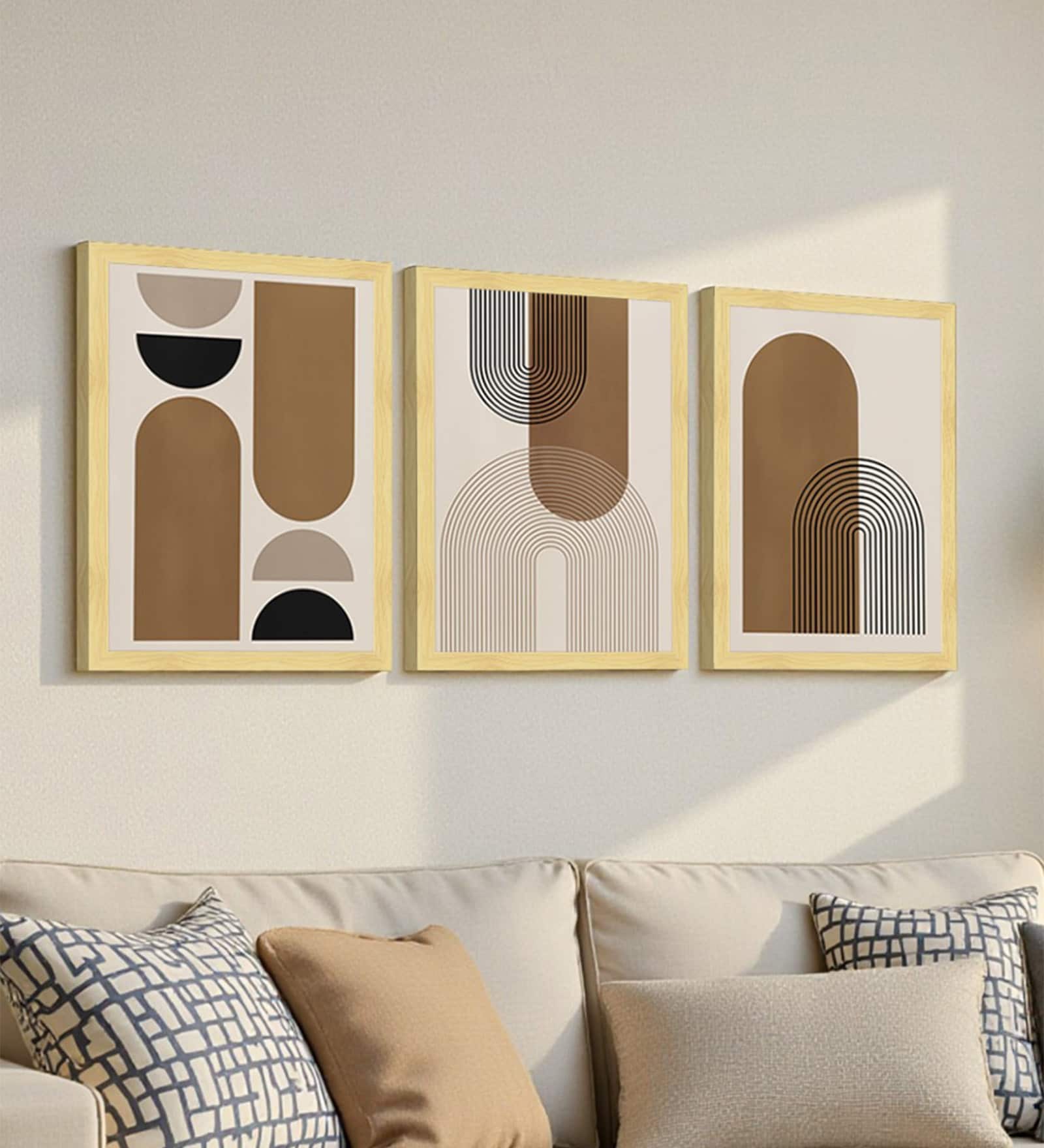 Modern Geometric Arched Framed Wall Art Set of 3