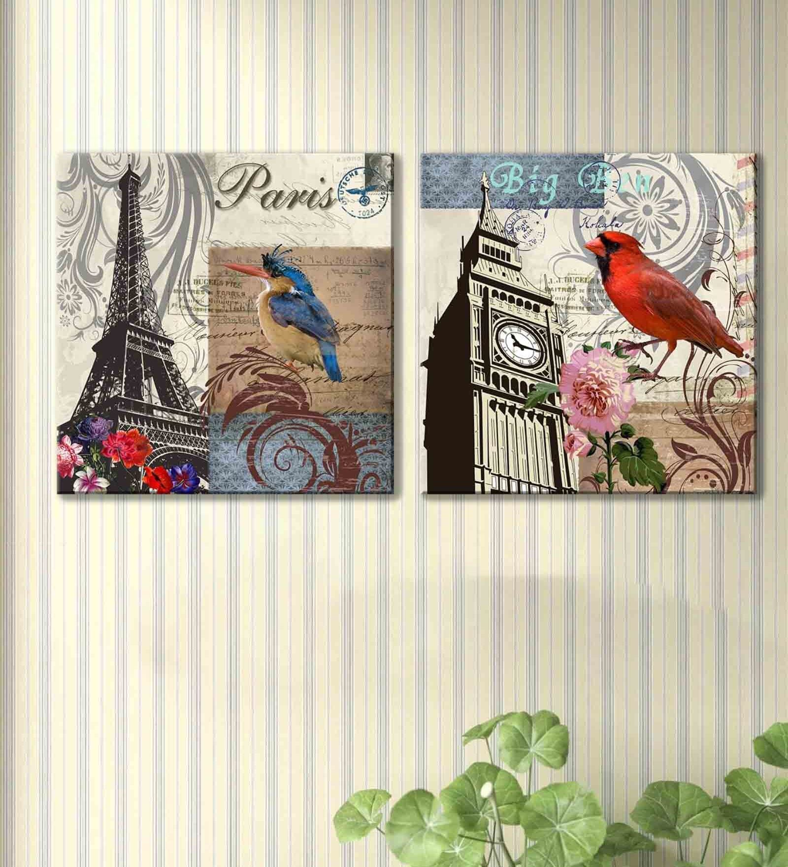 Botanical Multicolour Synthetic Wood Framed Canvas Art Print