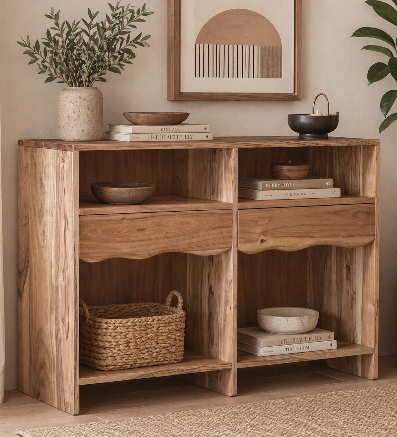 Botswana Acacia Wood Console Table In Natural Finish