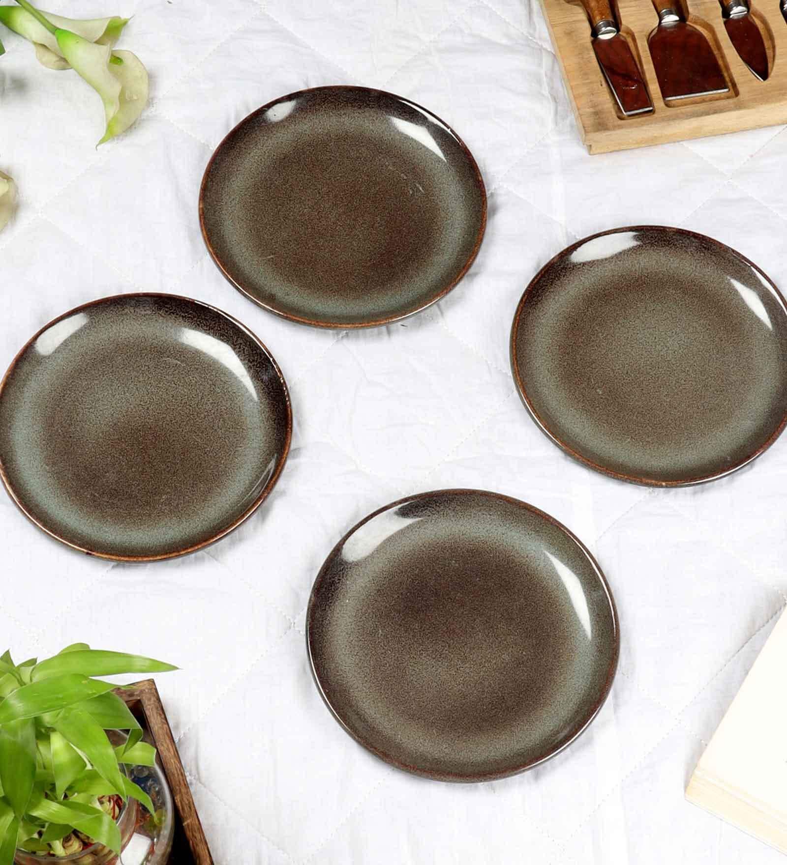 Bottle Green Snacks Plate Set of 4
