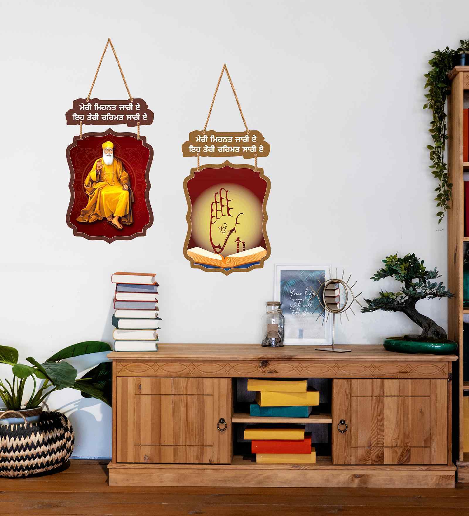 Set of 2  Guru Nanak Ji & Sikh Symbol Plaque