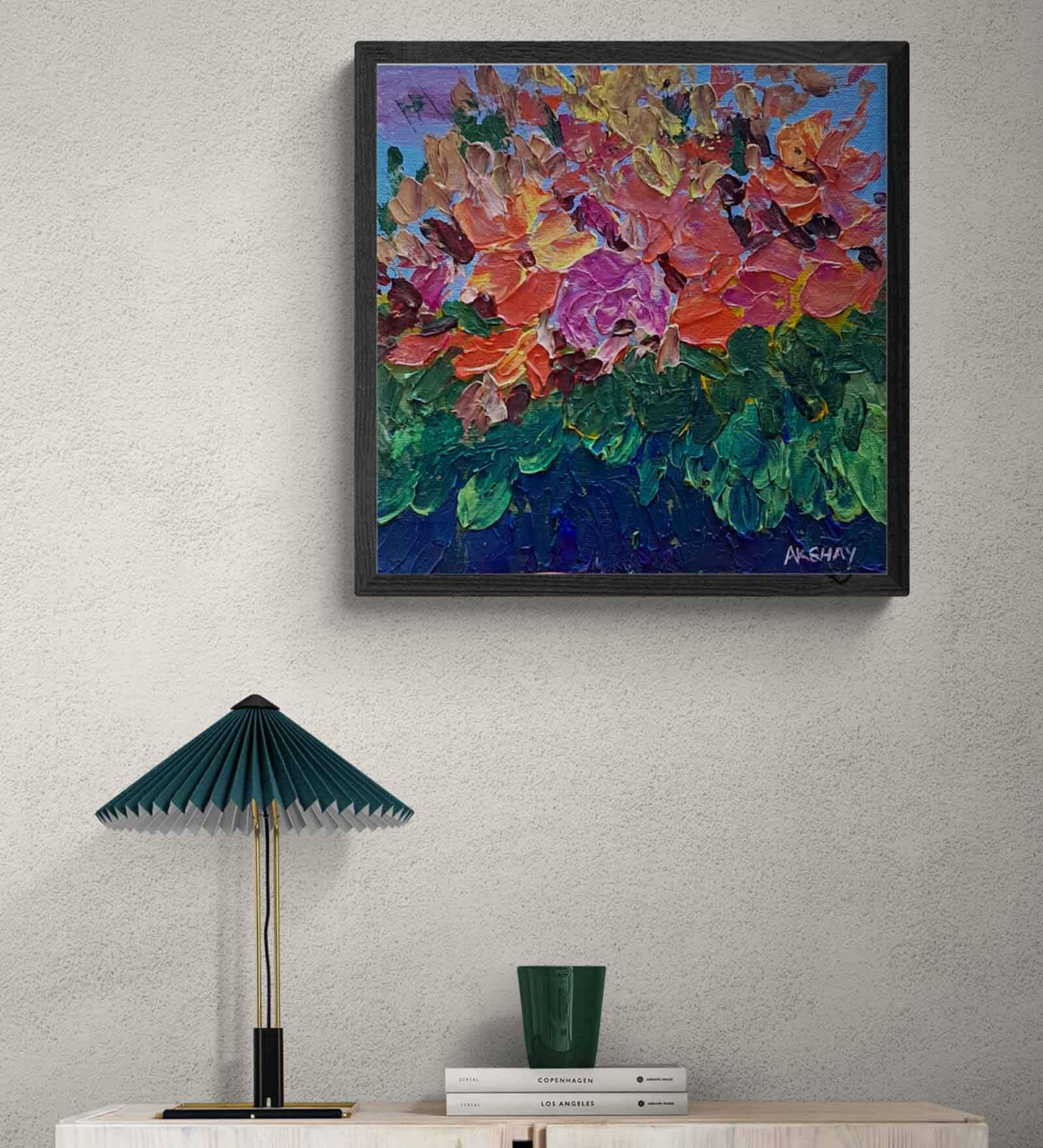 Bouquet With Orange Flowers Handmade Acrylic Paint On Canvas Unframed