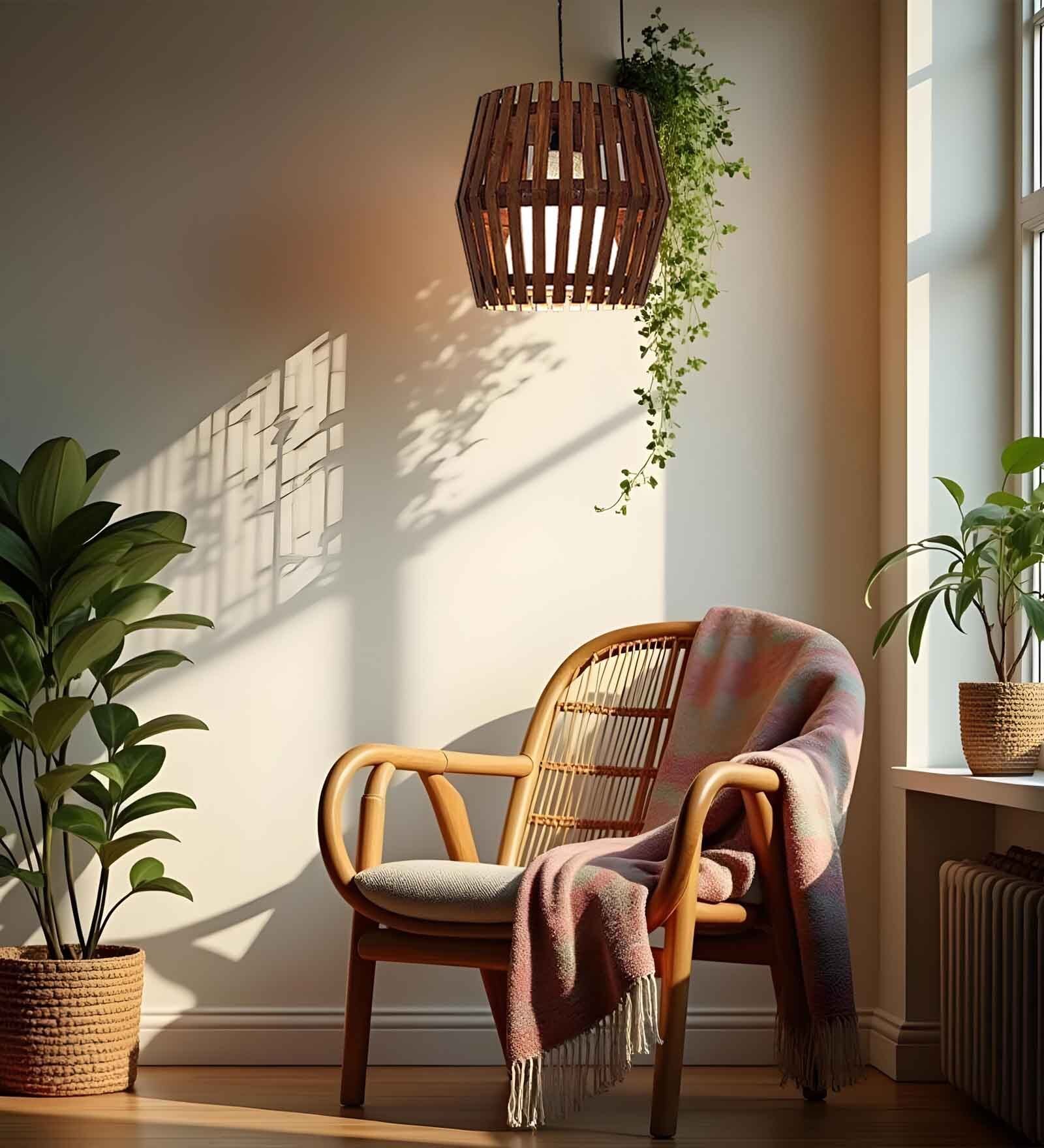 Bourbon Brown Solid Wood Single Hanging Light