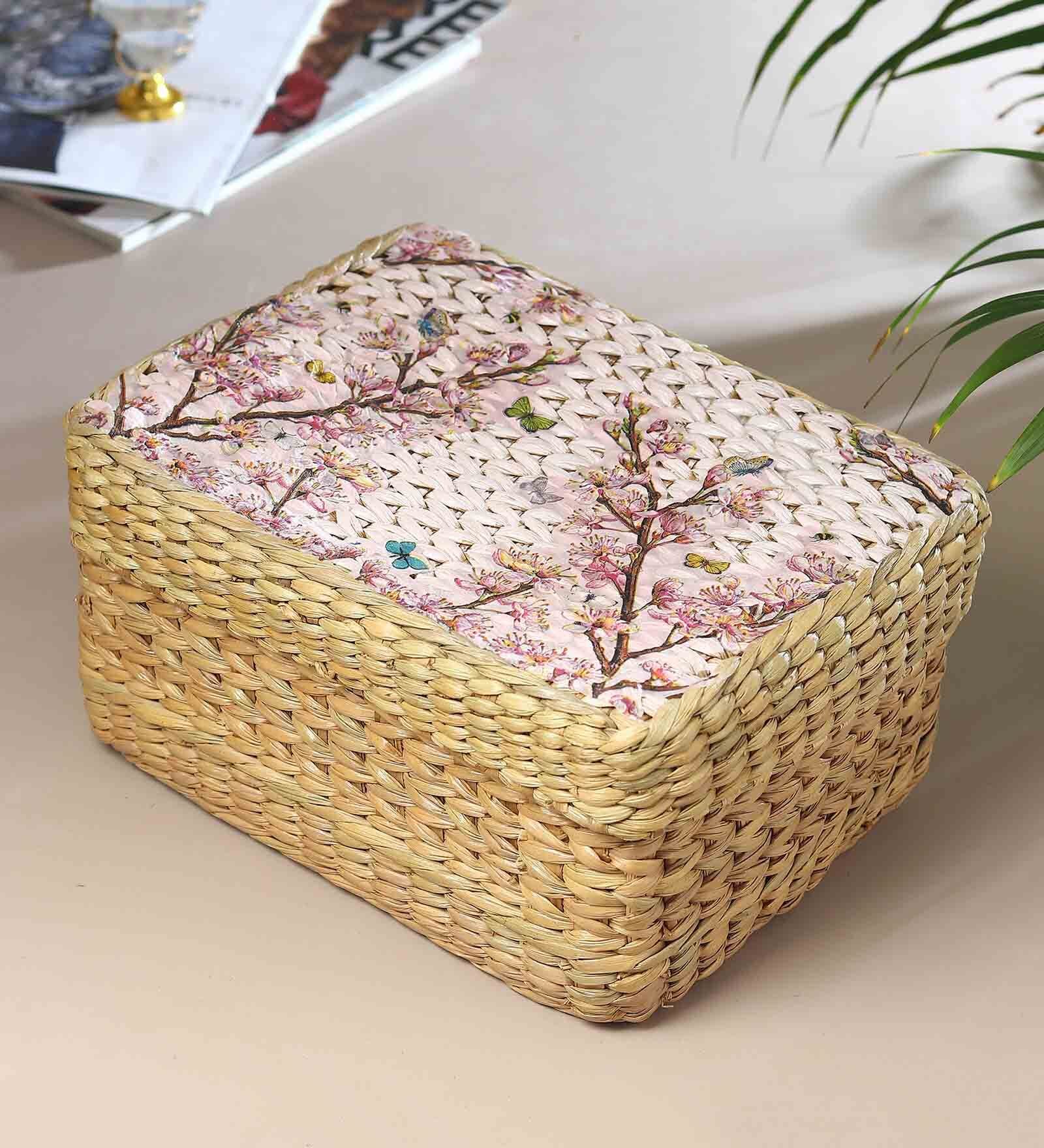 (1Pc) Mauve Seagrass Handmade Eco-Friendly Storage Box & Organiser