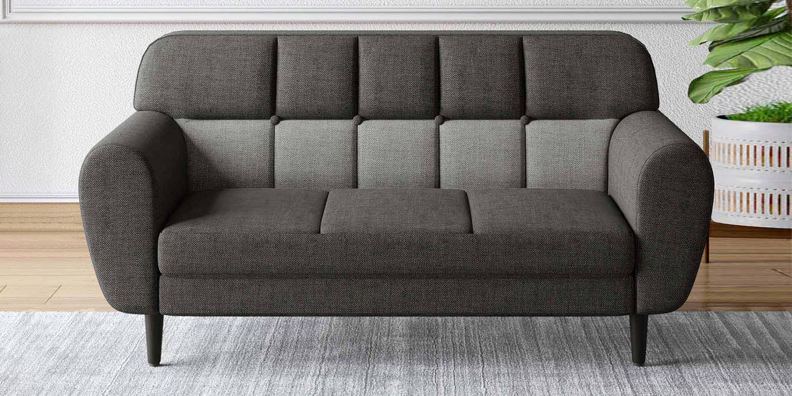Bobbin Fabric 3 Seater Sofa In Charcoal Colour