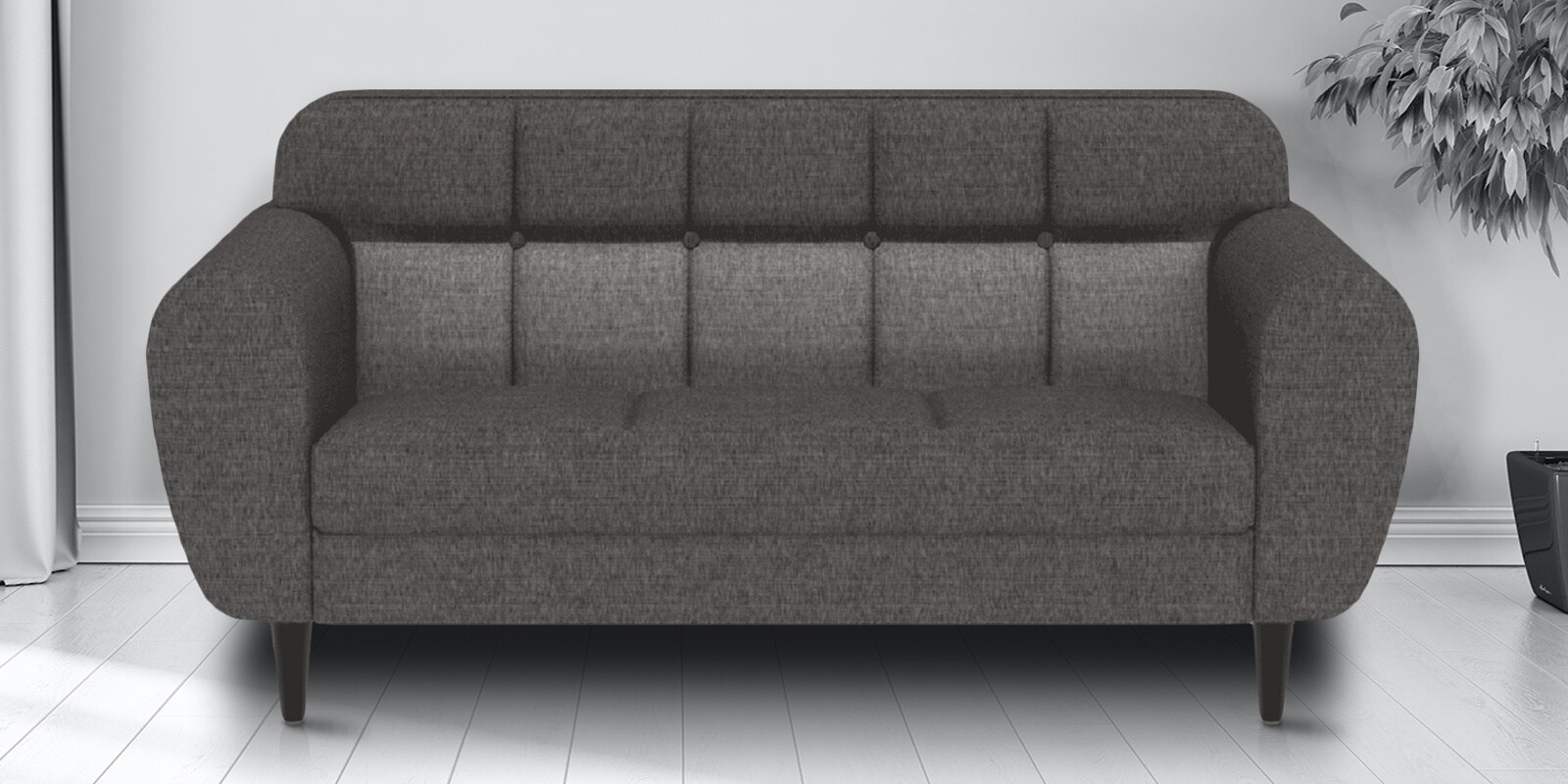 Buy Bobbin Sofa 3 Seater in Charcoal Grey Colour by Godrej Interio