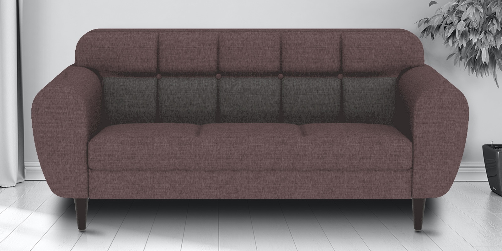 Bobbin Sofa 3 Seater in Magenta Colour