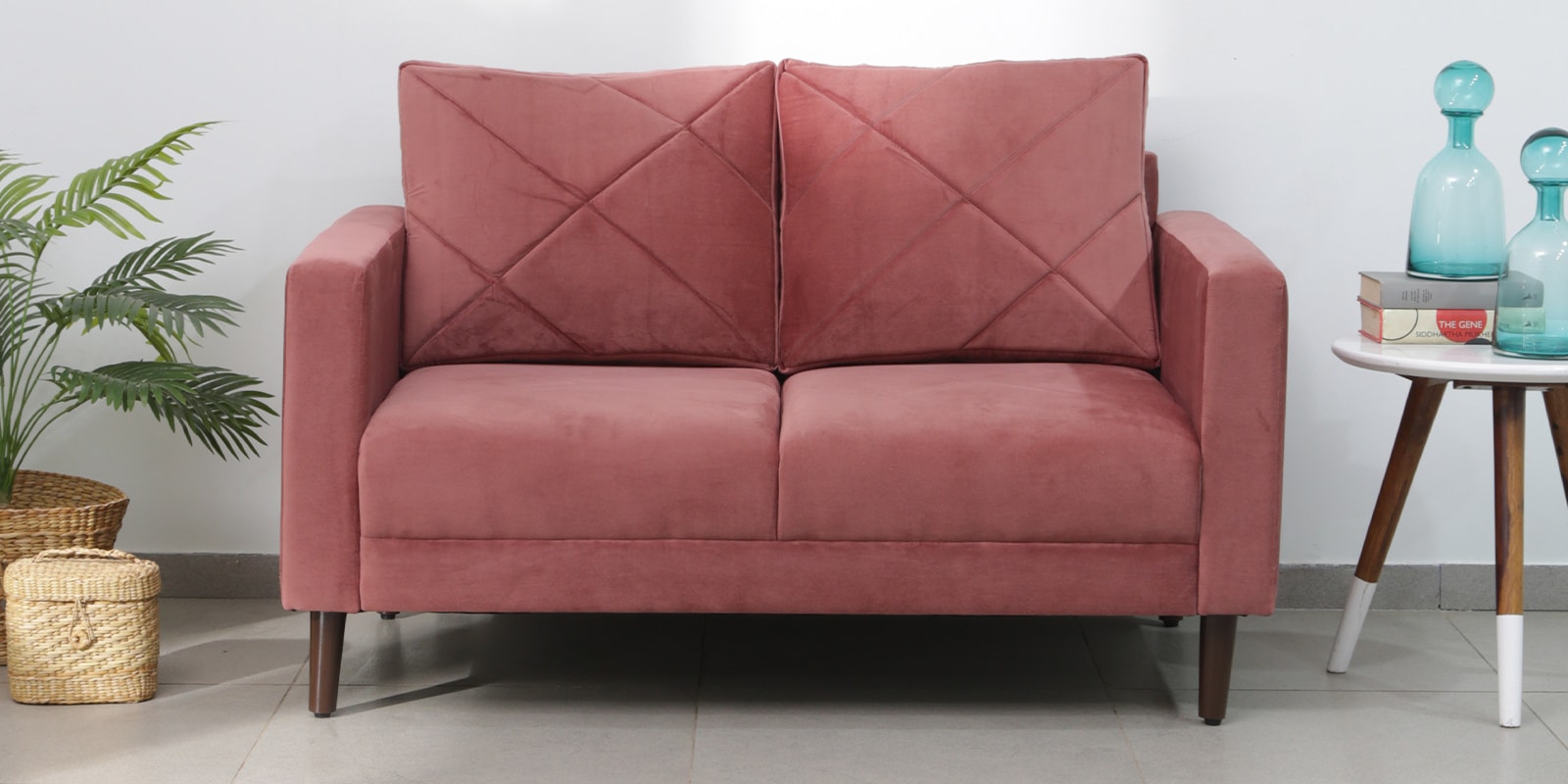 Bonito Velvet 2 Seater Sofa In Blush Pink Colour