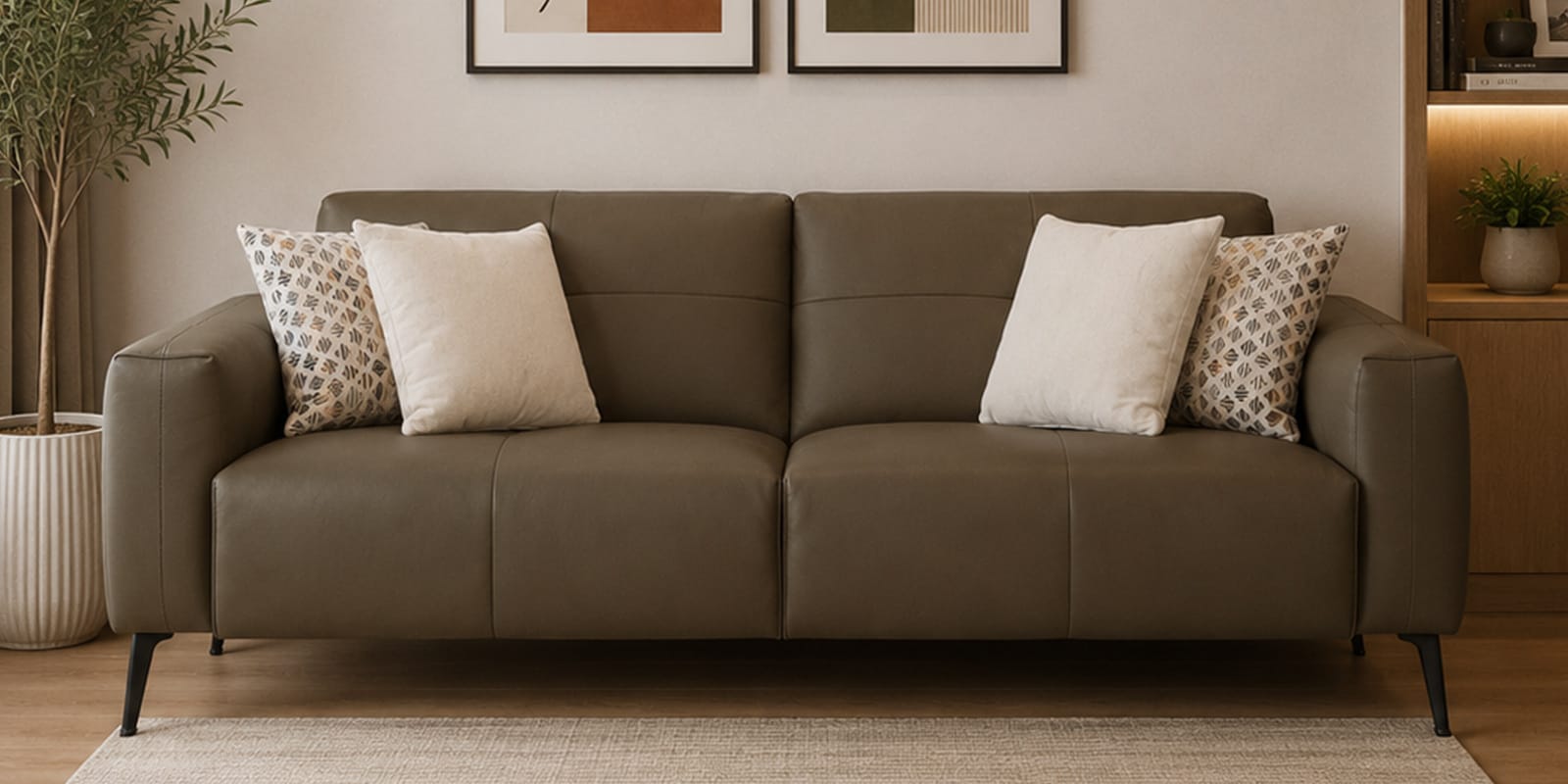 Bordeaux Half Leather 2 Seater Sofa in Exotica Delph Blue colour