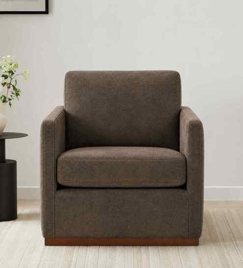 Bobby Boucle Fabric Lounge Chair In Brown Colour
