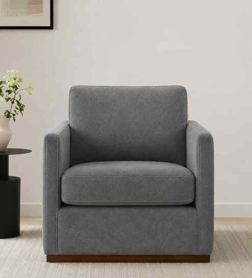 Bobby Boucle Fabric Lounge Chair In Grey Colour