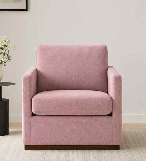 Bobby Boucle Fabric Lounge Chair In Pink Colour