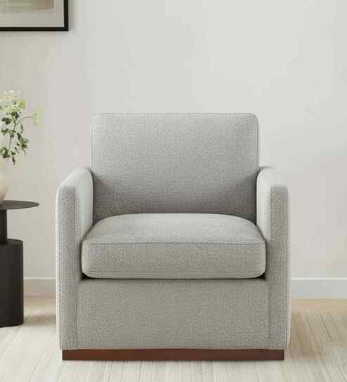 Bobby Boucle Fabric Lounge Chair In White Colour