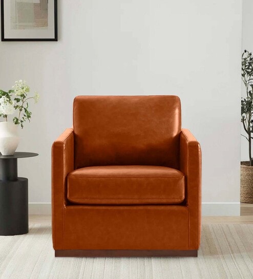 Bobby Pu Leather 1 Seater Sofa In Tan Colour