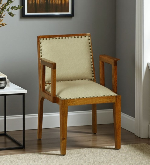 Bochov Mango Wood Arm Chair In Rustic Teak Finish