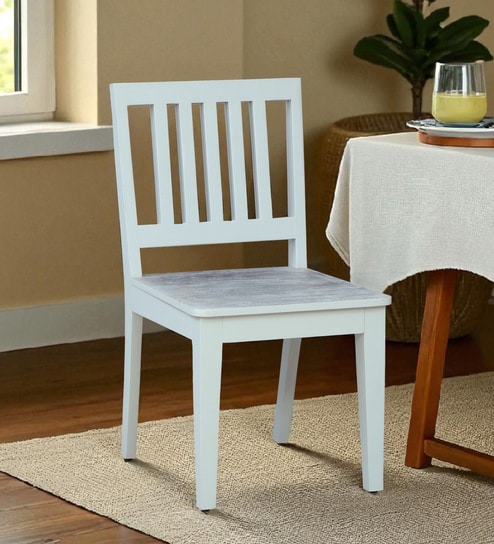 Bochov Mango Wood Dining Chair In White Wirebrush Finish ( Set Of 2 )