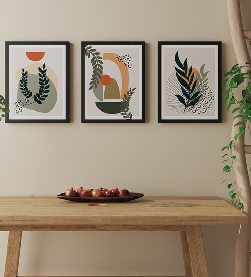 Bohemian Abstract Botanical Boho Wall Art Framed Art Print for Bedroom Modern Aesthetic