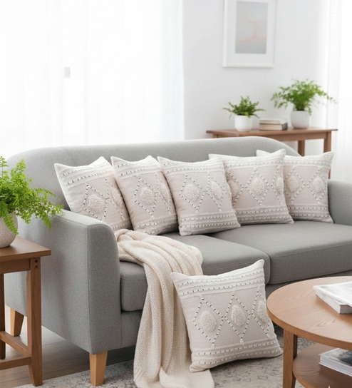 Bohemian Tufted Cotton Throw Cushion Cover (18x18)