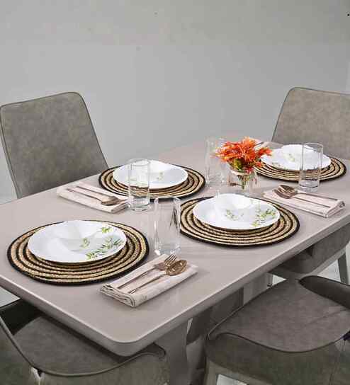 Boho Jute Place mat Pack of 4 Spiral Black