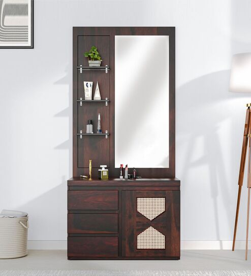 Buy Sorin Dressing Table With Wardrobe (Exotic Teak-Frosty White