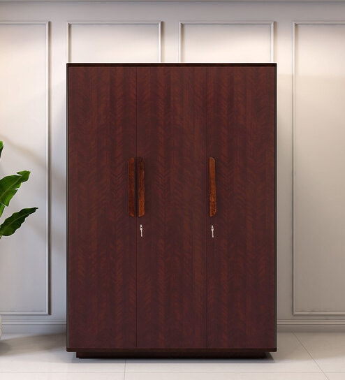 Bolton 3 Door Wardrobe With Drawer And Locker In Brown Finish