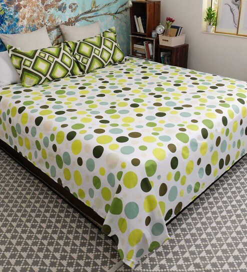 Buy Green 100 Cotton Queen Size Florentine Bed Sheet Set Of 3