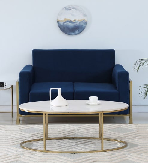 Bonita Metal Coffee Table In White Colour With Porcelain Top