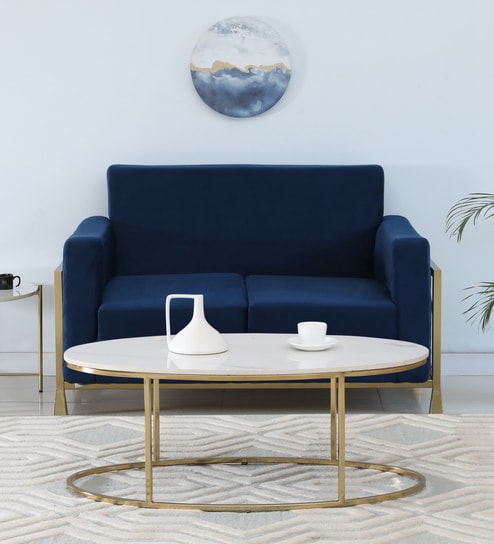 Bonita Metal Coffee Table In White Colour With Porcelain Top