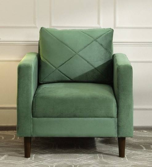 Bonito Velvet 1 Seater Sofa In Green Colour