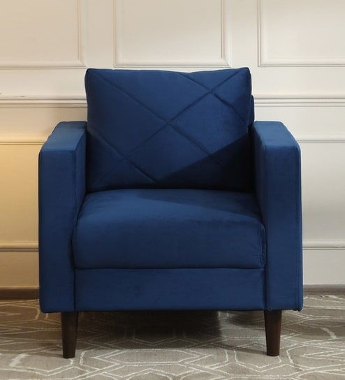 Bonito Velvet 1 Seater Sofa In Royal Blue Colour