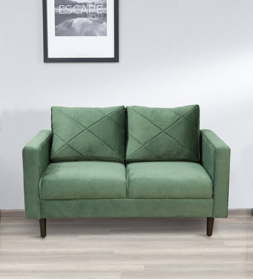 Bonito Velvet 2 Seater Sofa In Green Colour