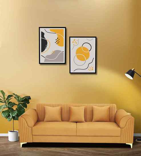 Booster 3 Seater Sofa In Light Orange/Suede Color