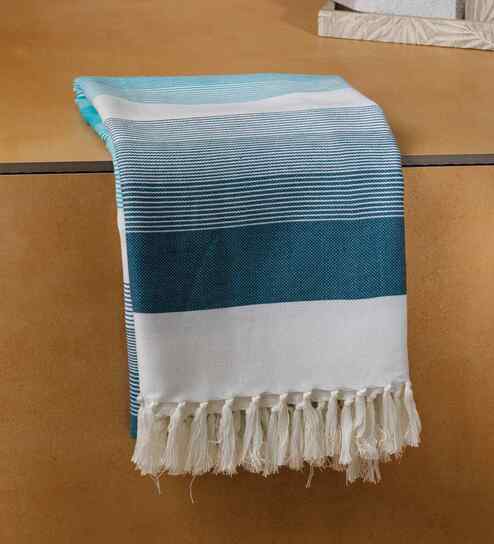Blue Borana Striped Bath Towel 75 Cm