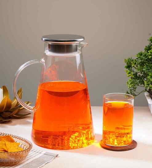 Borocilicate Water Jug Set With 6 Glasses 1 Water Jug