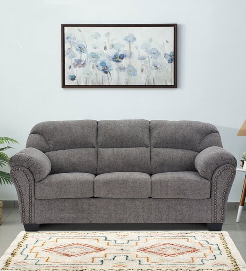Boston Fabric 3 Seater Sofa in Grey Color