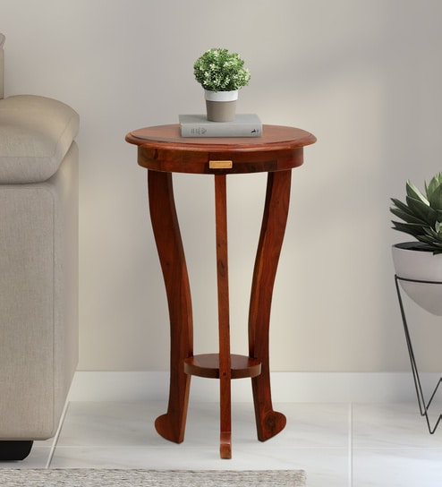Boswyn Sheesham Wood End Table In Scratch Resistant Honey Oak Finish