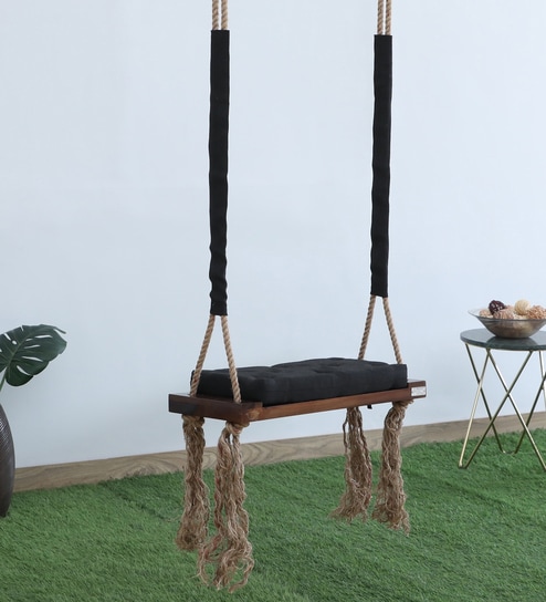 Botad Solid wood Swing in Black Colour