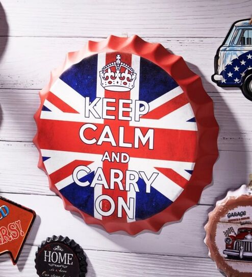 Bottle Caps Vintage Wall Decor Sign Keep Calm And Carry On