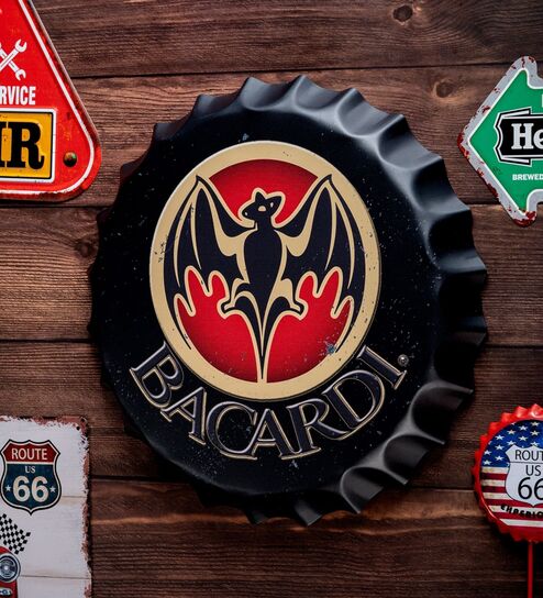 Bottle Caps Wall Decor Sign Bacardi Logo Vintage Bar Theme