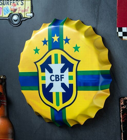 Bottle Caps Wall Decor Sign Brazil CBF Football