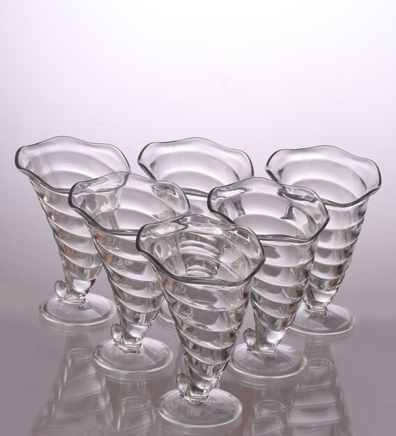 Buy Rocco Fortuna Transparent Glass 300 ML Ice Cream Bowl Set Of 6 By